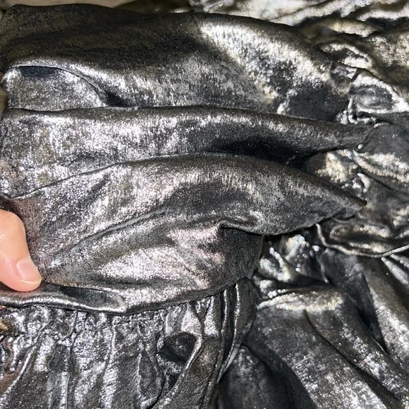 La Maise Studio Ruched Drop-Waist Foil Midi Dress - Picture 7 of 11